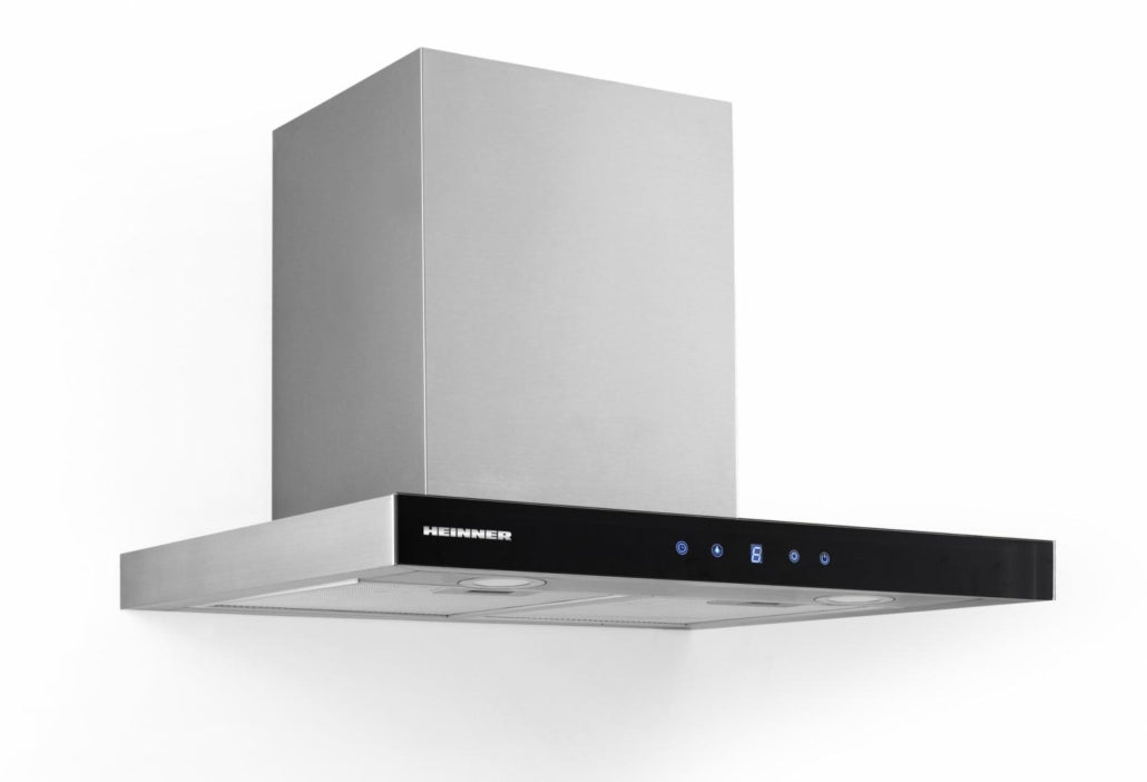 Heinner Wandschouw Afzuigkap met Touchbediening - 60cm - 623,9 m³/u - 3 Standen - LED-verlichting - Timer - RVS - Zwart Glas - Zilver