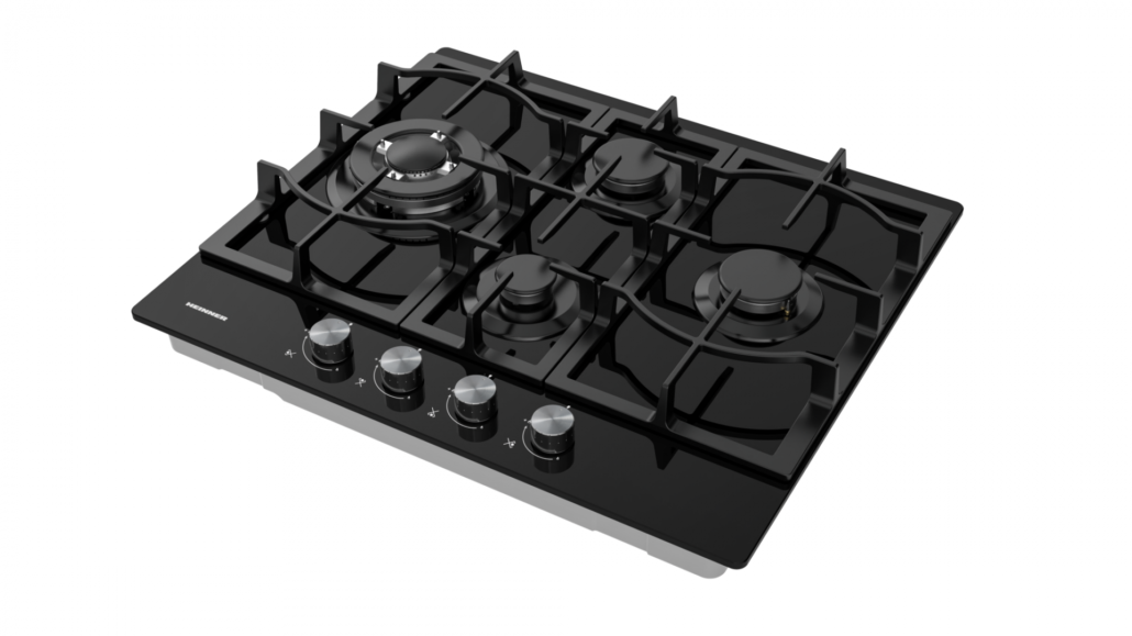 Heinner HBH-M452IWFGBK Inbouw Gaskookplaat 4-pits Zwart Glas