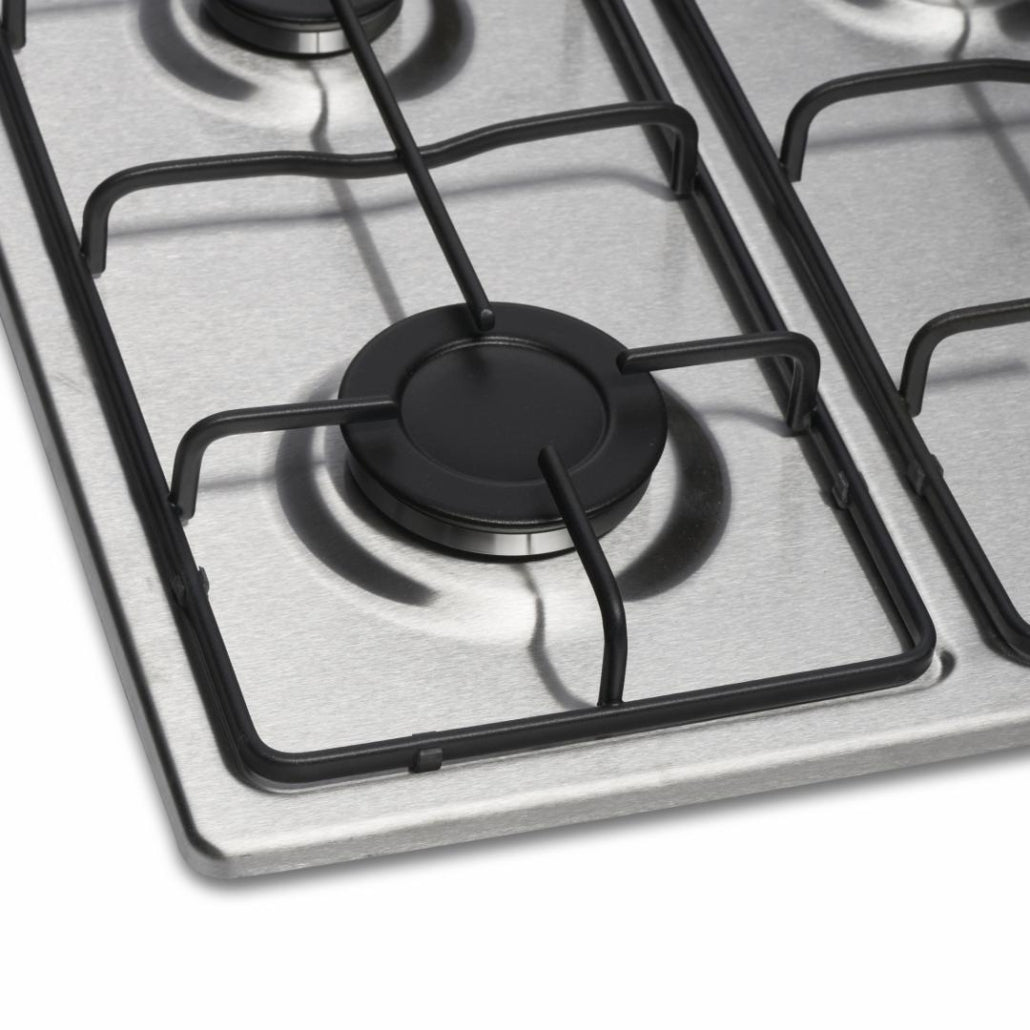 Heinner Inbouw Gaskookplaat – 4 Gasbranders – Elektrische Ontsteking – Vlambeveiliging – Geschikt voor Aardgas/LPG – 58 cm – Roestvrijstaal