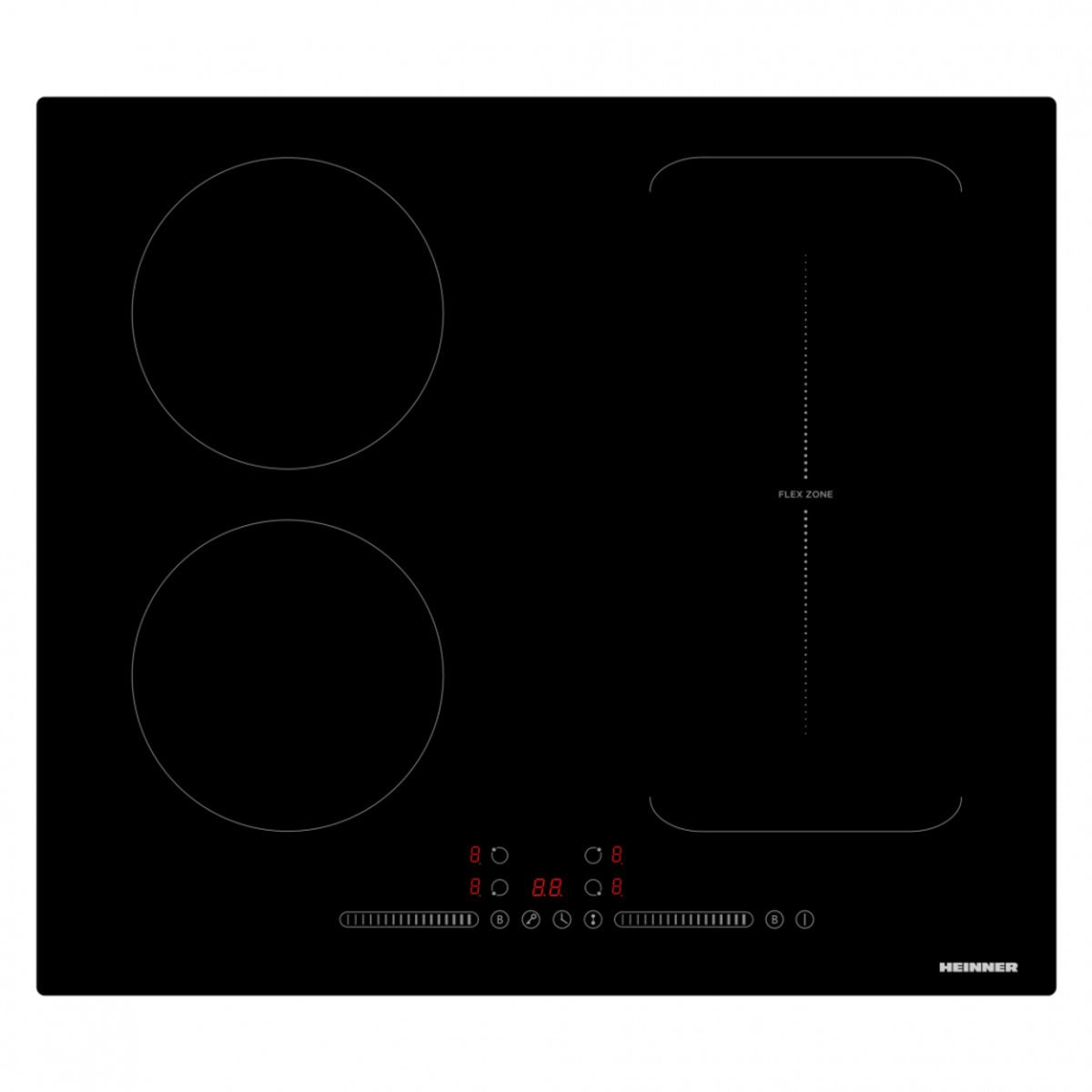 Heinner HBHI-M4ZB1FXTC Inbouw Keramische Kookplaat - 4 Zones, Touch Control, Zwart Glas