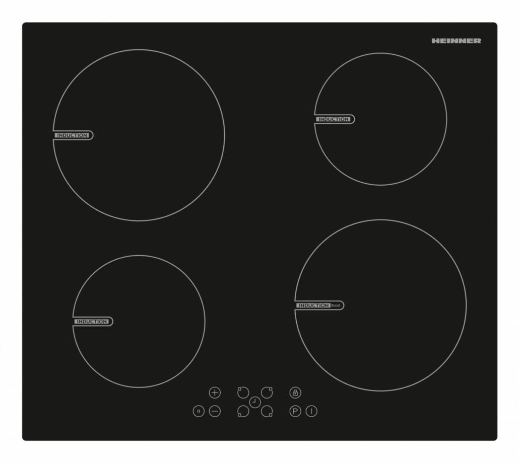 Heinner HBHI-V591BTC Inbouw Kookplaat Inductie – 60 cm – 4 kookzones – Boostfunctie – Touchbediening – Timer – Kinderslot – Zwart Glas