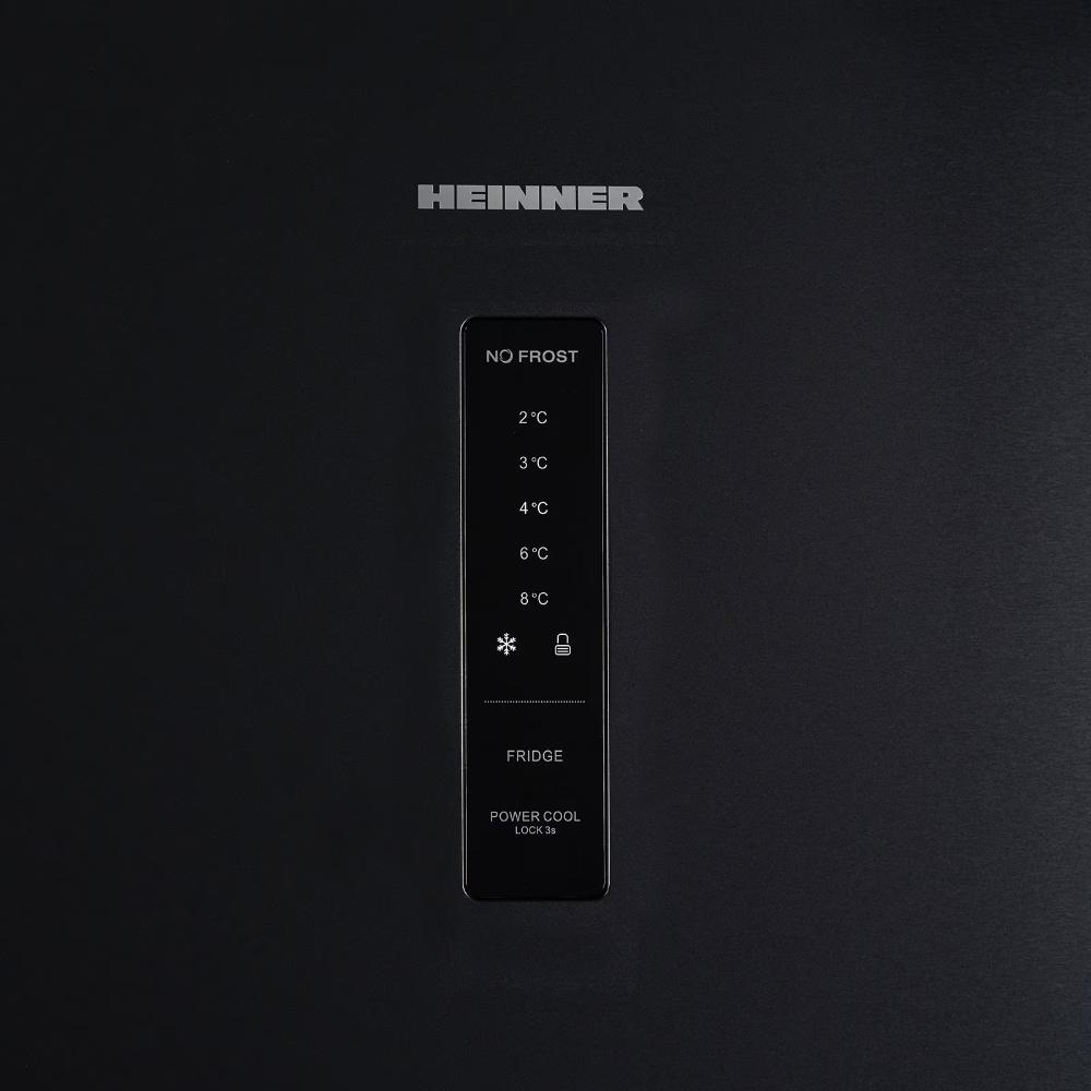Heinner HF-HM413NFDXWDE++ combikoelkast 413 L | Full No Frost | Inverter-compressor | Waterdispenser | LED-touchdisplay | Power Cool | Donker inox-antraciet | 5 jaar garantie
