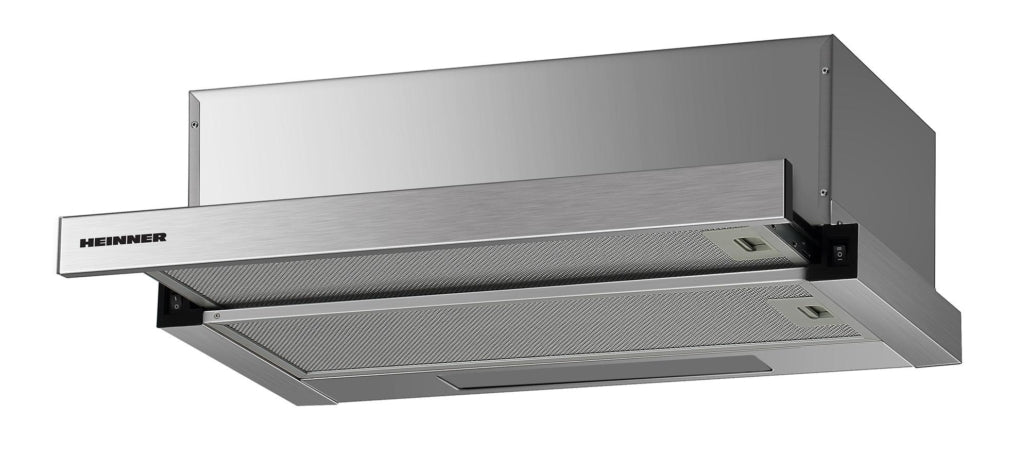 Heinner Vlakscherm Afzuigkap - 60cm - Telescopisch - 2 Standen - 358.4 m³/u - LED-verlichting - RVS - Zilver