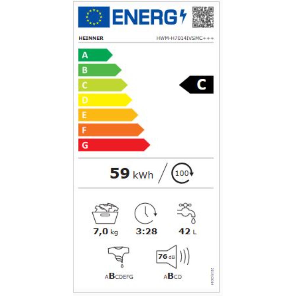 Heinner HWM-H7014IVSMC+++ wasmachine Voorbelading 7 kg 1400 RPM Wit