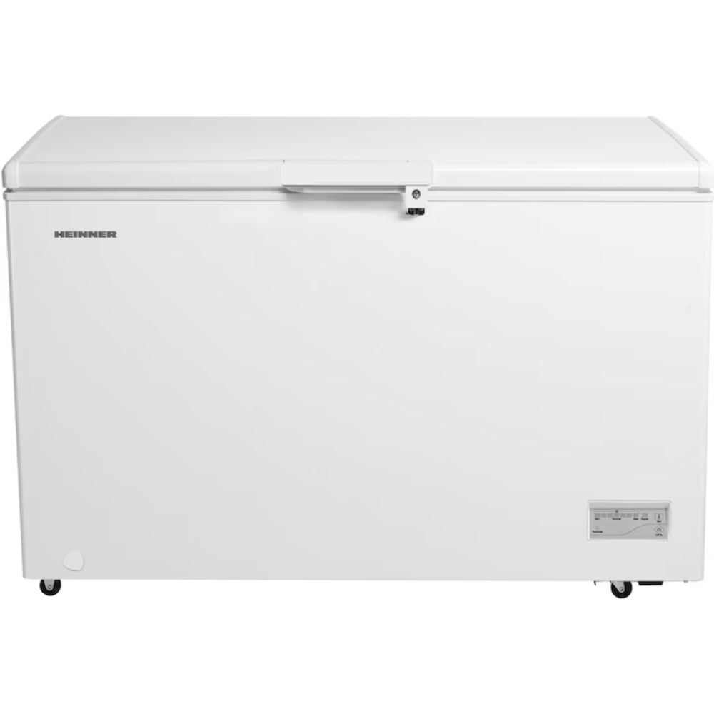 Heinner – HCF-HM371CE++ – Vrieskist – 371 Liter – Supervriezen – Low Frost – Digitale Thermostaat – LED Verlichting – Op Wieltjes – Wit