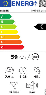 Heinner Bovenlader Wasmachine – 15 Wasprogramma's – 78 dB – LED-display – 1200 RPM – Energieklasse C – Kinderslot – Wit