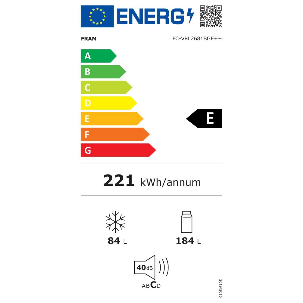 Fram Retro Koel-vriescombinatie 268L – Crème – Less Frost – LED-verlichting – Energieklasse E – 5 Jaar Garantie