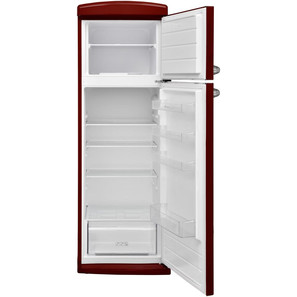 Fram – Koel‑vriescombinatie – 311 L, Energieklasse E – Mechanische thermostaat – LED‑verlichting – Bordeaux
