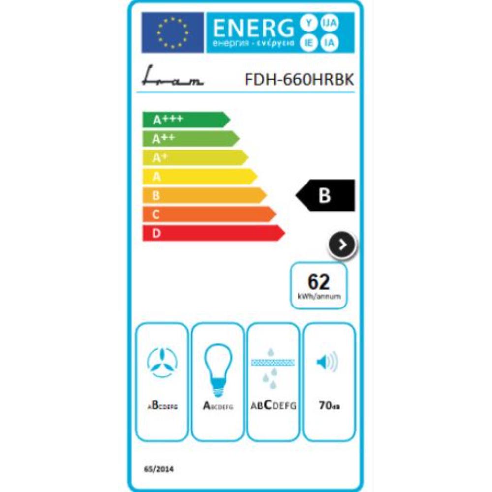 Fram – FDH-660RBG –– 60 cm Klasse B – 589 m³/u – LED-Verlichting – Crème Glas