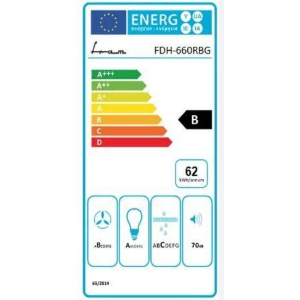 Fram – FDH-660RBG –– 60 cm Klasse B – 589 m³/u – LED-Verlichting – Crème Glas