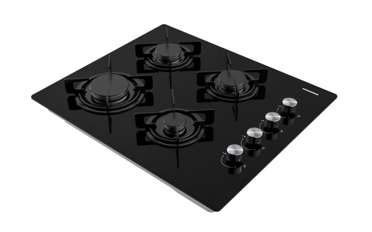 Heinner HBH-M402IEGBK Inbouw Gaskookplaat 4-pits Zwart Glas