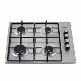 Heinner Inbouw Gaskookplaat – 4 Gasbranders – Elektronische Ontsteking – Vlambeveiliging – Geschikt voor Aardgas/LPG – 58 cm – Roestvrijstaal