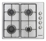 Heinner Inbouw Gaskookplaat – 4 Gasbranders – Elektrische Ontsteking – Vlambeveiliging – Geschikt voor Aardgas/LPG – 58 cm – Roestvrijstaal