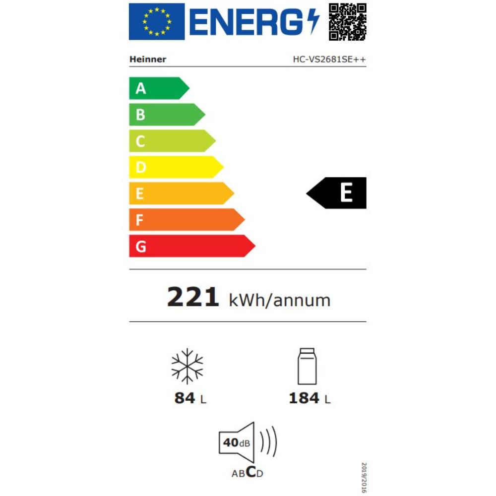 Heinner Koel-vriescombinatie 268L – Zilver – Less Frost – Super Freeze – Omkeerbare Deur – LED-verlichting – Energieklasse E – 5 Jaar Garantie