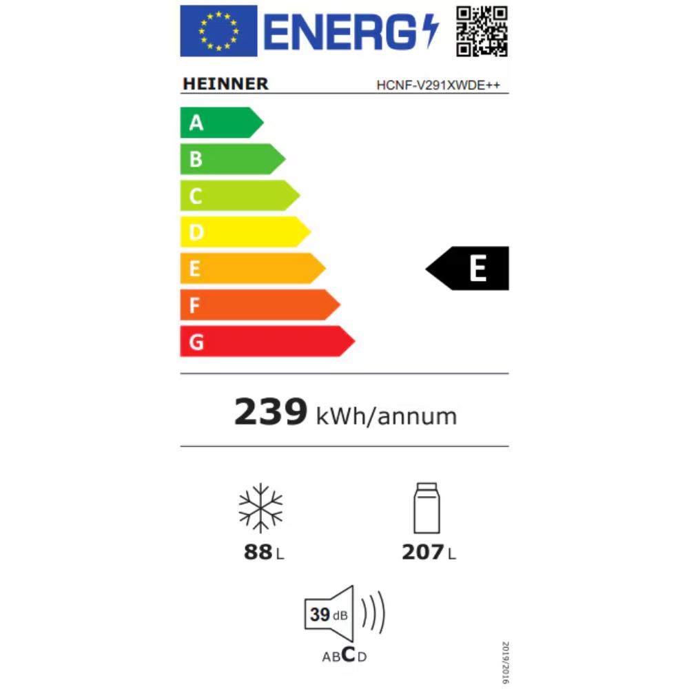 Heinner HCNF-V291BKWDE++ Combi Koelkast 294 L | No Frost Multicooling, Waterdispenser & Supervries 5 kg/24 u – 5 Jaar Garantie