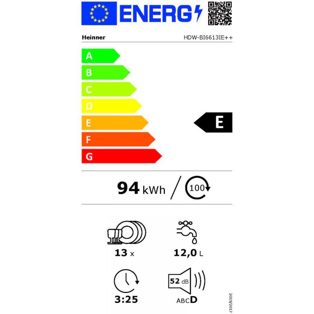Heinner HDW-BI6613IE++ vaatwasser Volledig ingebouwd 13 couverts E