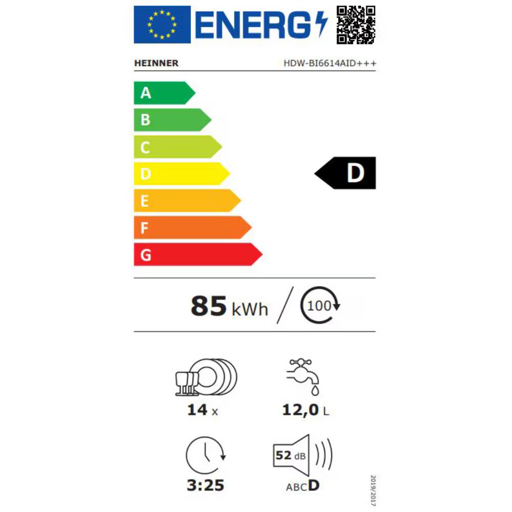 Heinner HDW-BI6614AID+++ vaatwasser Volledig ingebouwd 14 couverts D