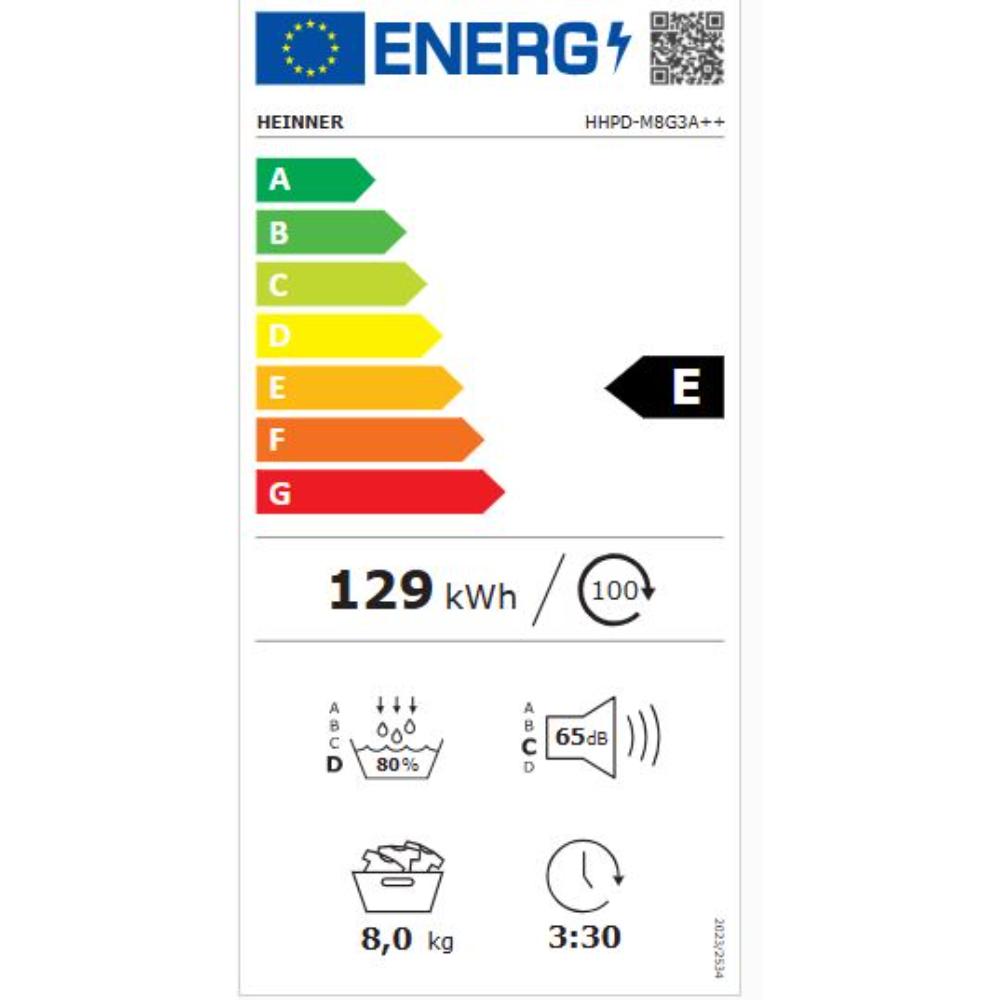 Heinner Warmtepompdroger - 16 Programma's - Antikreukfunctie - LED display