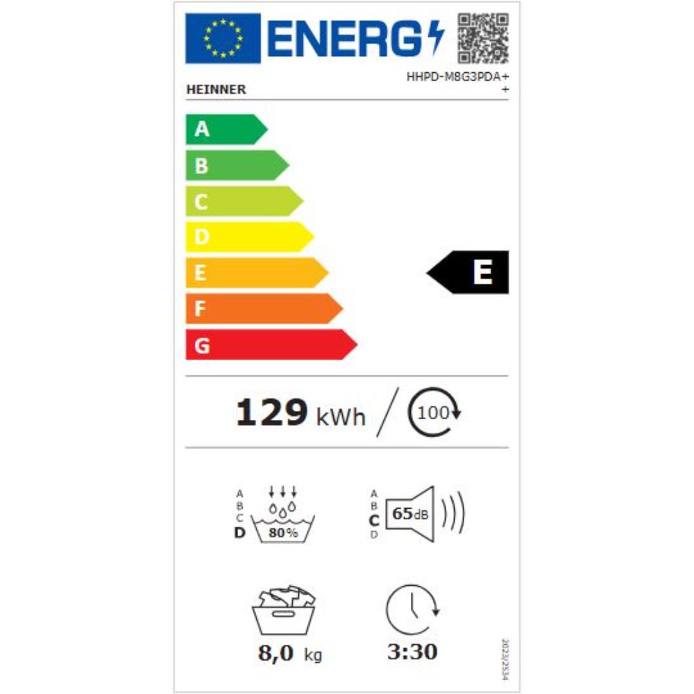 Heinner Warmtepompdroger - 16 Programma's - Antikreukfunctie - LED display