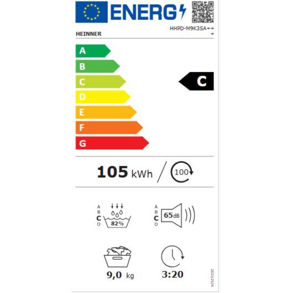 Heinner Warmtepompdroger - 14 Programma's - Antikreukfunctie - LED display - Trommelverlichting