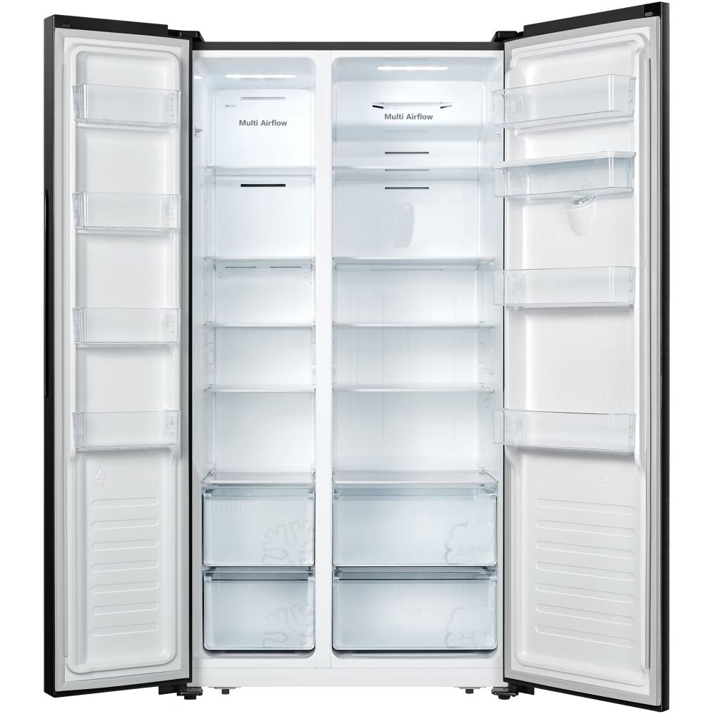 Heinner HSBS-HS519NFBKWDE++ Side-by-Side Koelkast | Full No Frost-systeem, Waterdispenser (3 L), Inverter-compressor, Artificial Intelligence-functie – 5 Jaar Garantie