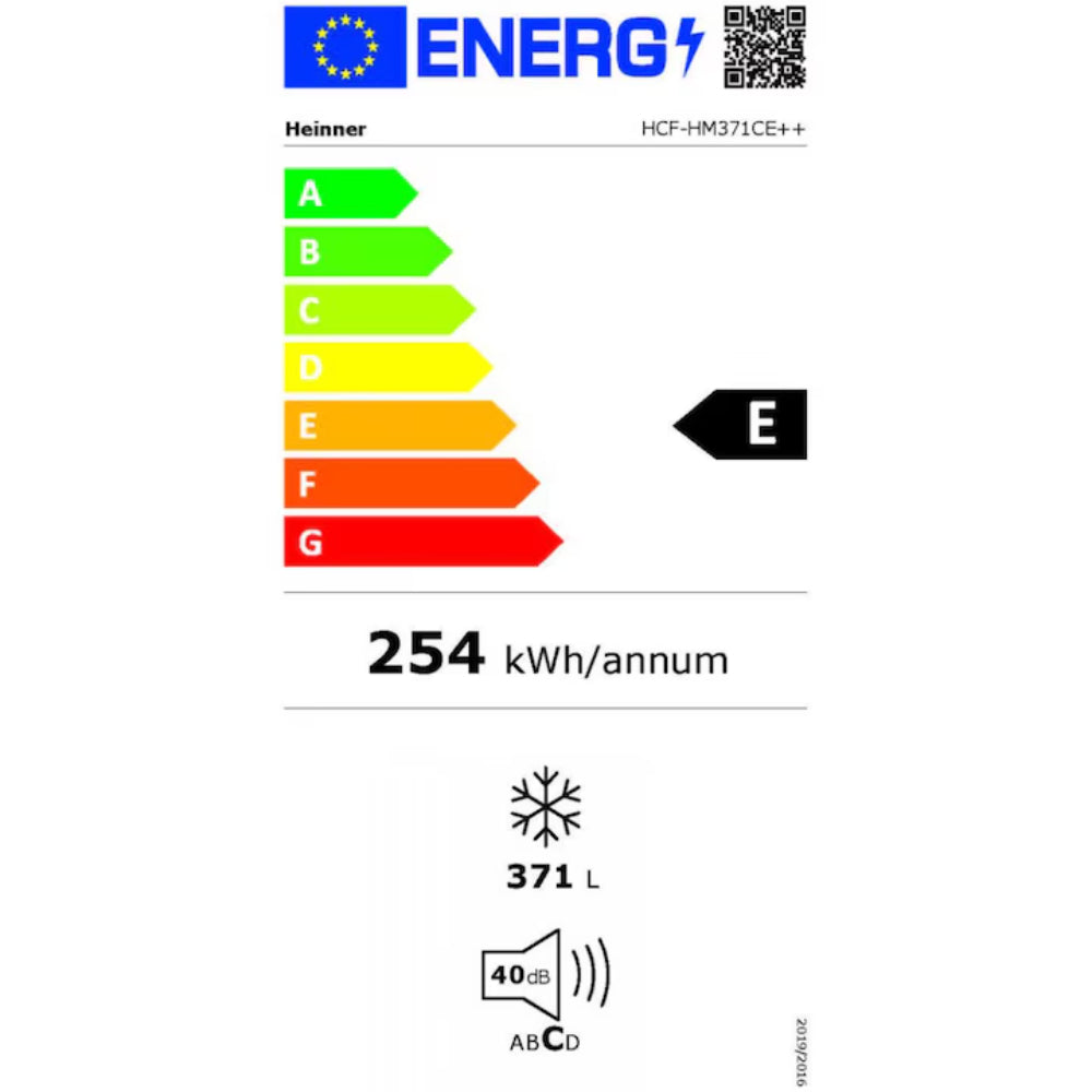 Heinner – HCF-HM371CE++ – Vrieskist – 371 Liter – Supervriezen – Low Frost – Digitale Thermostaat – LED Verlichting – Op Wieltjes – Wit